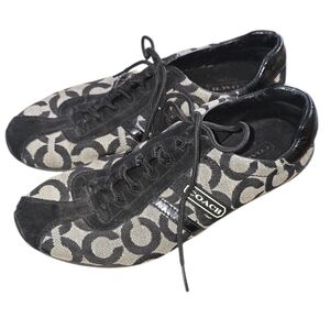 COACH Kathleen Black Signature Canvas Lace-Up Sneaker Shoe Size 7